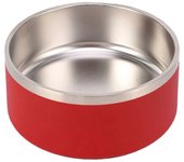 El tazón para mascotas de acero inoxidable tiene capacidad para 100 oz | Cuenco para perros apto para lavavajillas | Base de goma antideslizante rojo