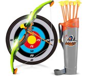 Yuxin Juego de arco y flecha para niños, juego de tiro con arco con luz LED con 10 ventosas, flechas, dianas, carcaj, juegos de jardín al aire libr...