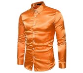 Camisa de vestir de lujo del satén de los hombres, camisas de esmoquin slim fit