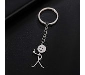 Anzuelo Divertido Fuxk You Dedo Medio Stickman Llavero Mochila Escolar Llavero Coche Llavero Baratija Regalo Hombre Mujer Joyería de acero inoxidab...