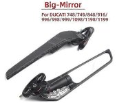 Para Ducati 848 916 996 998 999 Panigale 1198 1098 1199 Motocicleta Espejo de viento modificado Ala de viento ajustable Espejo retrovisor giratorio...