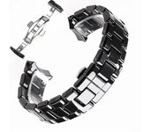 Correa de cerámica de 18 mm 22 mm para el reloj Armani Ar1400 Ar1410 Ar1402 Ar1401 Hombres Mujeres Banda Pulsera Cinturón Bl 18mm Black silver