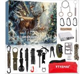 SML Kit de supervivencia Calendario de Adviento 2024,Herramienta de supervivencia Calendario de Adviento para hombre,Kit de supervivencia Calendari...