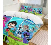 juego de cama SX580 Teen Titans Go Juego de cama de 3 piezas cálido y cómodo Juego de cama con funda nórdica suave con 1 funda nórdica y 2 fundas d...