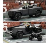 1/32 Cybertruck Pickup Coche de juguete Miniatura Diecast Metal Off Road Vehicle Model Pull Back Sound Light Collection Gift Boy GRIS