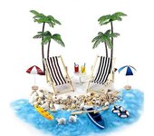 18pcs 1:12 Dollhouse Miniature Deck Chair Beach Umbrella Boat Shell Kits Decoración