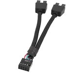 Cable de extensión USB de la placa base de la computadora de 1 pin, 9 pines 1 hembra a 2 macho Y Splitter Audio HD Cable de extensión para PC DIY N...