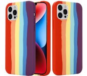 Funda de silicona líquida Rainbow para iPhone 15 Pro Rojo