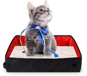 Caja de arena para gatos plegable de viaje portátil para gatos medianos gatito, peso ligero a prueba de fugas para viajes familiares camping