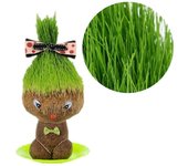 Muñeca de cabeza de hierba Bolsa de cultivo Macetas Mini cabeza de bonsái Muñeca de hierba Oficina Suministros de decoración de jardín