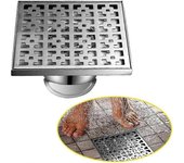 Desagüe de piso al aire libre de 20 * 20 cm, desagüe de piso de piso y desagüe de ducha, desagüe de piso de drenaje, sifón con tapón de fragancia y...