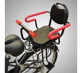 Asiento para niños de bicicleta trasero con pasamanos, estable y seguro El asiento para niños montado en la parte trasera de la bicicleta se sostie...