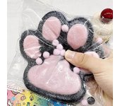 Taba Squishy Big Cat hecho a mano, pata gigante blandita, pata blanda para niños adultos Negro y rosa L