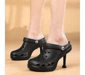 2023 Verano Nuevos zapatos de tacón alto Zapatillas de damas Damas Dos usan zapatos de tacón alto Zapatillas de moda 39 Black