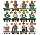 12pcs Teenage Mutant Ninja Turtles Series Mini Figura Ensamblada Bloques de Construcción Regalos para Niños