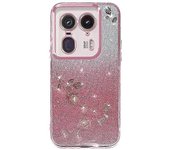 Para funda de teléfono Motorola Edge 50 Ultra 5G / Moto X50 Ultra 5G TPU Glitter Flower Oro de Rose