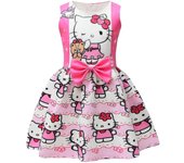 Vestido de princesa para niños Kt Hello Kitty niñas vestido de princesa con estampado rosa vestido de fiesta de vacaciones 130cm color de rosa