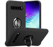 Funda de TPU Samsung Galaxy S10 5G Funda protectora - con anillo de teléfono NEGRO - ORO ROSA