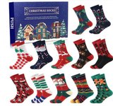 24 Días Cuenta Regresiva Calcetines de Navidad Hombres 24 Días Calcetines de Navidad Calendario de Adviento Azul