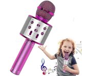 Mintian Micrófono de karaoke, micrófono de karaoke inalámbrico Bluetooth para niños color de rosa