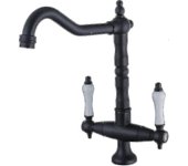 Grifo de cocina negro retro, grifo de cocina de dos manijas individuales, grifo de fregadero giratorio 360, grifo mezclador de fregadero de cocina ...
