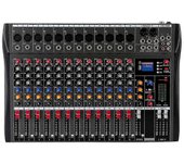Mezclador de audio de 12 canales Mezclador de tarjeta de sonido con USB Negro