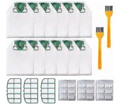 12 bolsas para Vorwerk Kobold Vk200 Fp200 aspirador con 3 x filtros de motor, 18 x chips perfumados, 2 x cepillos, bolsas de repuesto para Kobold V...