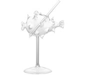 200ml Creative Pufferfish Cocktail Glass Martini Glass con paja Transparent Goblet Glass Bar Party Drinkware