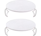 Augro 2 piezas de apilador de placas de microondas Rejilla de parrilla Bandeja de microondas Bandeja de horno de plástico para hornear Rejilla de m...
