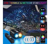 Loerss 20W Meteoro Twinkle Starry Sky Car Star Lámpara de techo Techo Led Fibra óptica Luz de fibra óptica Música Detección de luz ambiental Doble ...