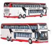1/50 Setra Autobús de lujo Coche de juguete Diecast Miniatura Modelo Pull Back Sonido y luz Colección educativa Regalo para niños Autobús de dos pi...