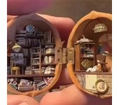 Casa De Muñecas De Cáscara De Nuez, Pequeño Mundo Dentro De Nueces, Casa De Muñecas De Cáscara De Nuez Hecha A Mano Mini Biblioteca, Resina Nut Sec...