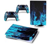 Playstation 5 Consolas Controladores Pegatina Envolturas Decoración de calcomanías Llama azul