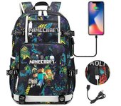 MINECRAFT Mochila Mochila Escolar Impermeable Mochila para Computadora Portátil Mochila USB de Viaje Capacidad Mochila Para Niños Niñas estilo 28