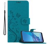 Funda protectora Oppo A53s - con estampado floral y ranura para tarjetas AZUL FLORAL