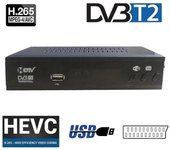 Sintonizador de TV digital DVB T2 HEVC 265 DVB-T2 265 1080P HD Decodificador USB Receptor de TV terrestre EPG Establecido en Negro