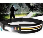 Linterna frontal recargable, 9000 lúmenes Linterna frontal LED súper brillante 260 Lámpara frontal de haz ancho con sensor de movimiento y 10 modos...
