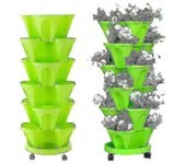Strawberry Vertical Planter Tower Garden 6 Graded Stackable Herb Planter VERDE 5 Tier 1 tray