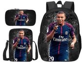 3 piezas/juego Football Superstar Mbappe Mochila Mochila Cuaderno de Viaje Bolsas para Laptop para Niños Estudiantes Only satchel