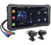 Motocicleta de 6,25 pulgadas DVR inalámbrico CarPlay para Android Auto Monitor de navegación GPS Bluetooth Pantalla táctil impermeable Negro