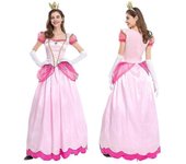 Super Mario Princesa Peach Deluxe Disfraz Cosplay Traje De Princesa Rosa Para Mujer Vestir Para Halloween Fiesta De Carnaval Comic-Con Conjunto Com...