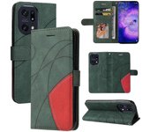 Compatible con Oppo Find X5 Lite Case, Leather Wallet Case Stand View Magnetic Clasp Book Flip Folio Phone Cover Verde A
