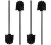 Nirox Set De 4 Escobillas De Baño Negro - Escobillas De Inodoro Con Un Diámetro De 8 Cm - Escobilla De Inodoro Con Mango De Acero Inoxidable - Esco...