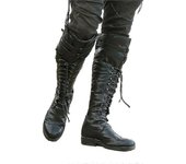 Botas altas medievales hasta la rodilla para hombre Zapatos con cordones de correa cruzada Botas de moto planas y frescas 47