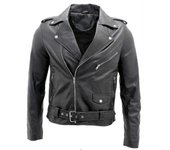Chaqueta motera de cuero Brando negro para hombre Abc aaliti