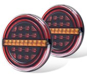MICTUNING 2Pcs 5.3 "Luz de remolque LED redonda ámbar con luz de freno, DRL Flow, Señal de giro ámbar para automóviles, camiones, barcos, autobuses...