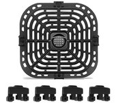 Juego de accesorios para freidora de aire Cojín de silicona Protector de esquina Bandeja de horno cuadrada antiadherente 23x24cm Negro