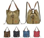 Mochila de doble propósito Mujeres Lona Casual Multifuncional Gran Capacidad Microfibra Bolso de Cuero Bolsos de Hombro azul