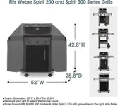 Cubierta de parrilla de 52 pulgadas para Weber Spirit 200 y 300 series, cubierta de parrilla de barbacoa para parrilla al aire libre, cubierta de b...
