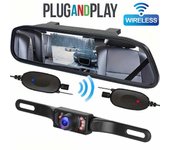Kit de cámara retrovisora inalámbrica con monitor de 4.3", fácil instalación plug and play, súper visión nocturna, sistema de cámara de visión tras...